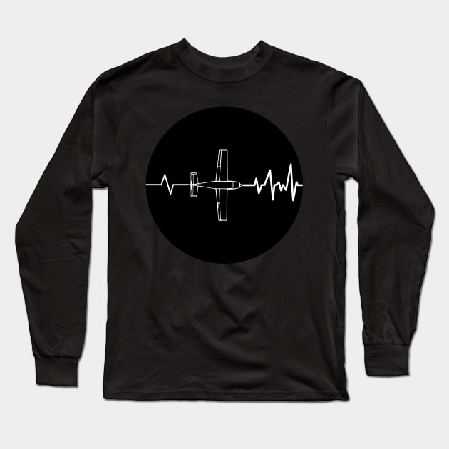 Heart Pulses Airplane lover Long Sleeve T-Shirt by Hohohaxi